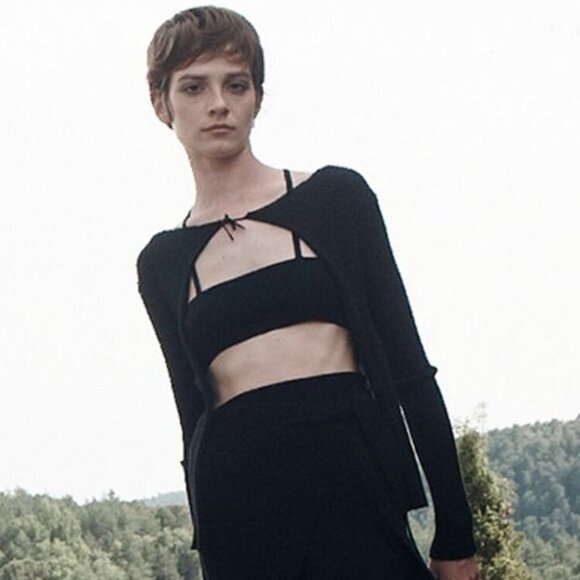 Cashmere in Love Elen Tie Front Cashmere Wool Cardigan in Black Small - Picture 2 of 5